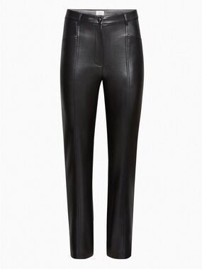 WILFRED Black Faux Leather Straight-Leg Pants